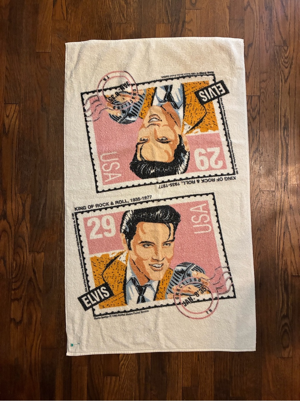 Vintage Elvis Presley postage stamp towel